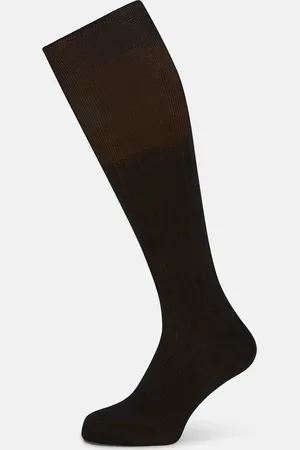 Turnbull & Asser Black Cotton Long Socks