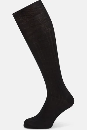 Turnbull & Asser Black Wool Long Socks