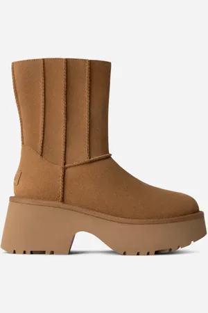 UGG ® Classic Twin Seam New Heights Boot in Brown, Size 3, Suede/Polyester/Wool
