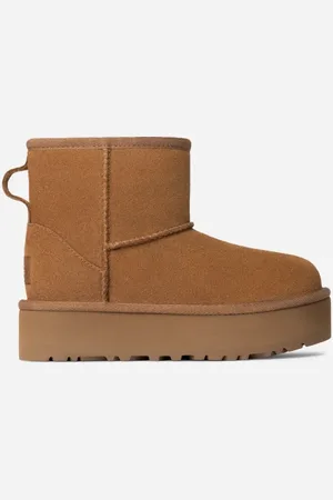 UGG ® Classic Mini Platform for Kids in Brown, Size 12, Suede/Polyester/Wool