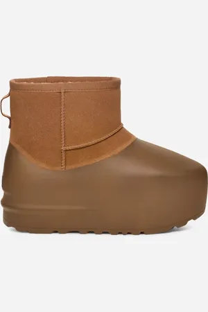 UGG ® Classic Mini Pumped Molded Boot in Brown, Size 7, Suede/Polyester/Wool