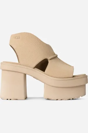UGG ® New Heights Platform Sandal for Women in Brown, Size 3, Suede/Polyester