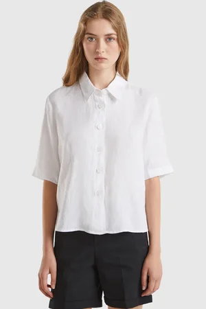 Benetton Benetton, Short Shirt In Pure Linen, size L, , Women