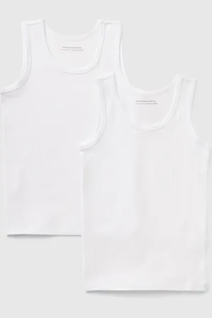 Benetton Benetton, Two Tank Tops In Stretch Cotton, size 2XL, , Kids
