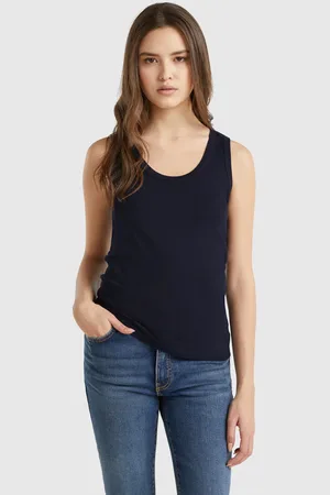 Benetton Benetton, Midnight Blue Tank Top In Pure Cotton, size M, , Women