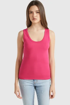 Benetton Benetton, Magenta Pure Cotton Tank Top, size XL, , Women