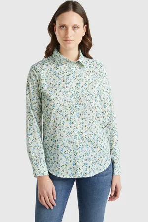 Benetton Benetton, Floral White Shirt, size XXS, , Women
