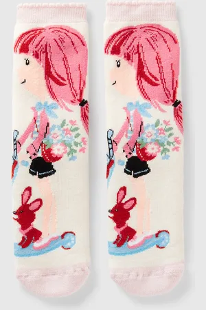 Benetton Benetton, White Non-slip Socks With Doll Inlay, size 5-8, , Kids
