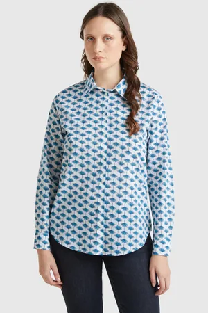 Benetton Benetton, Patterned Dark White Shirt, size XL, , Women