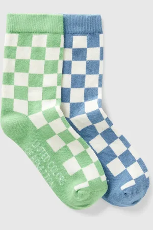 Benetton Benetton, Two Pairs Of Checkered Socks, size 5-8, , Kids