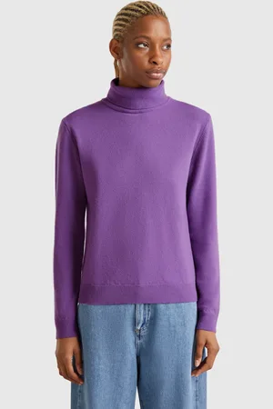 Benetton Benetton, Purple Turtleneck In Pure Merino Wool, size S, , Women