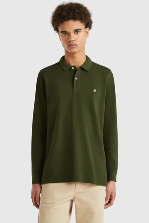 Benetton Benetton, Long Sleeve Cotton Polo, size L,, Men