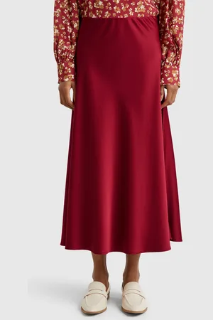 Benetton Benetton, Flowy Satin Look Skirt, size M, , Women
