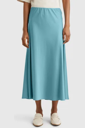 Benetton Benetton, Flowy Satin Look Skirt, size M, , Women