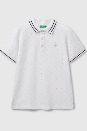 Benetton Benetton, Micro Patterned Polo Shirt In Pure Cotton, size XL, , Kids
