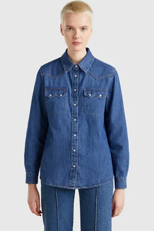 Benetton Benetton, Western Denim Shirt, size XXS, , Women