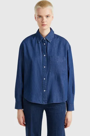 Benetton Benetton, Cropped Chambray Shirt, size XL, , Women