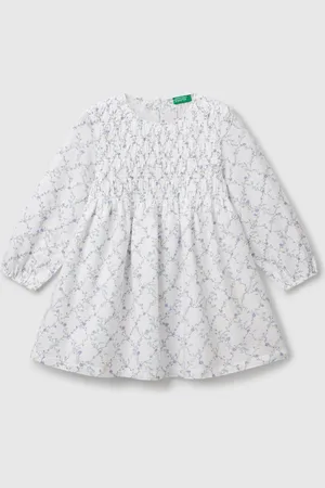 Benetton Benetton, Floral Dress In Cotton, size 5-6, , Kids