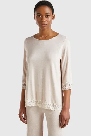 Benetton Benetton, Flowy Top With Lace Details, size L, , Women