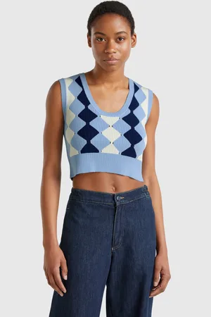 Benetton Benetton, Cropped Vest With Diamond Inlay, size M, , Women