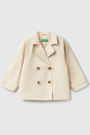 Benetton Benetton, Short Double-breasted Trench Coat, size 2XL, , Kids
