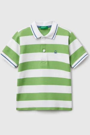 Benetton Benetton, Striped Short Sleeve Polo Shirt, size 5-6, , Kids