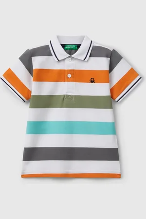 Benetton Benetton, Striped Short Sleeve Polo Shirt, size 18-24, , Kids