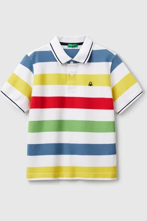 Benetton Benetton, Striped Short Sleeve Polo Shirt, size XL, , Kids