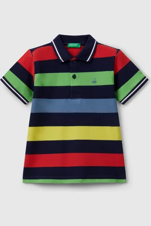 Benetton Benetton, Striped Short Sleeve Polo Shirt, size 5-6, , Kids