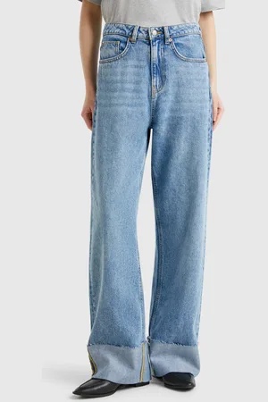 Benetton Benetton, Wide Fit Jeans With Cuff, size 27, , Women