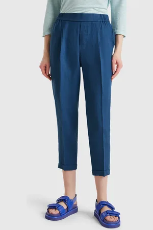 Benetton Benetton, Cropped Trousers In 100% Linen, size L, , Women