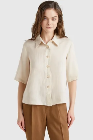 Benetton Benetton, Short Shirt In Pure Linen, size XL, , Women