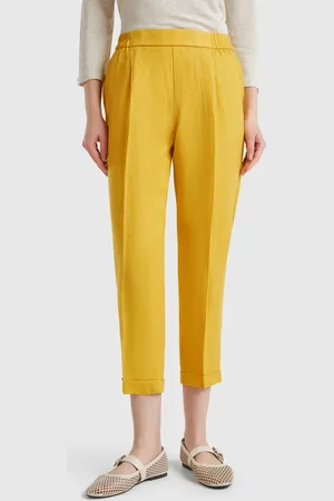 Benetton Benetton, Cropped Trousers In 100% Linen, size L, , Women