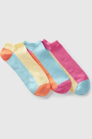 Benetton Benetton, Three Pairs Of Color Block Socks, size 3-4, , Women