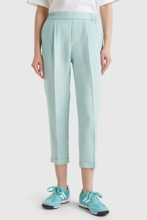 Benetton Benetton, Cropped Trousers In 100% Linen, size XS, , Women