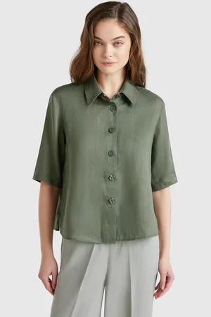 Benetton Benetton, Short Shirt In Pure Linen, size XS, , Women