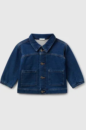 Benetton Benetton, Denim Effect Fleece Jacket, size 9-12, , Kids
