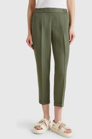 Benetton Benetton, Cropped Trousers In 100% Linen, size XS, , Women