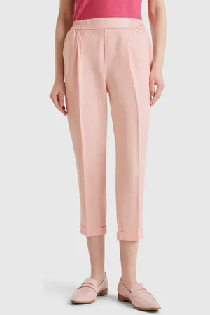 Benetton Benetton, Cropped Trousers In 100% Linen, size XS, , Women