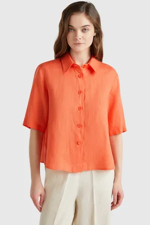 Benetton Benetton, Short Shirt In Pure Linen, size XL,, Women