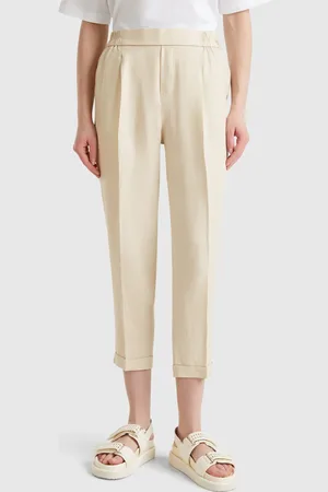 Benetton Benetton, Cropped Trousers In 100% Linen, size L, , Women