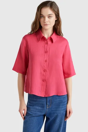 Benetton Benetton, Short Shirt In Pure Linen, size L, , Women