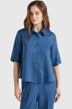 Benetton Benetton, Short Shirt In Pure Linen, size S, , Women