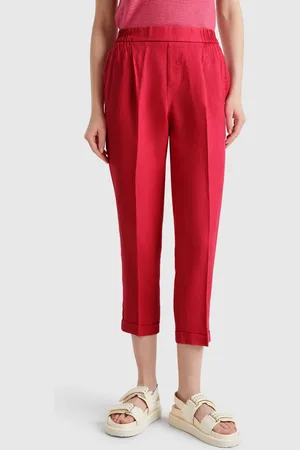 Benetton Benetton, Cropped Trousers In 100% Linen, size XS, , Women