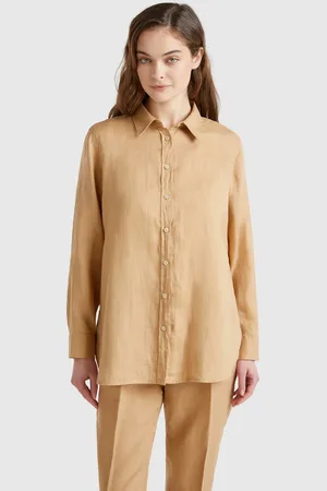 Benetton Benetton, Long Shirt In Pure Linen, size L, , Women