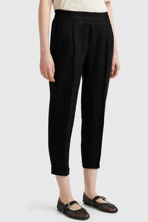Benetton Benetton, Cropped Trousers In 100% Linen, size L, , Women