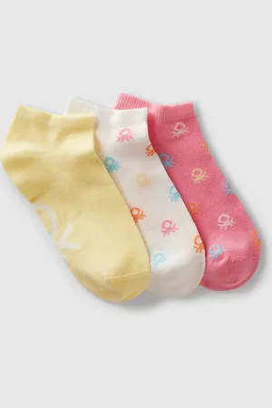 Benetton Benetton, Three Pairs Of Socks With Logos, size 1-2, , Kids