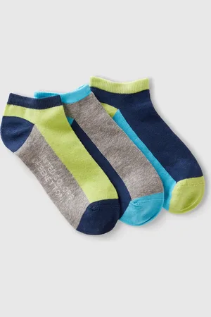 Benetton Benetton, Three Pairs Of Color Block Socks, size 8-9, , Kids