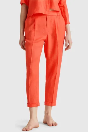 Benetton Benetton, Cropped Trousers In 100% Linen, size XXS,, Women
