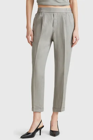 Benetton Benetton, Cropped Trousers In 100% Linen, size M, , Women
